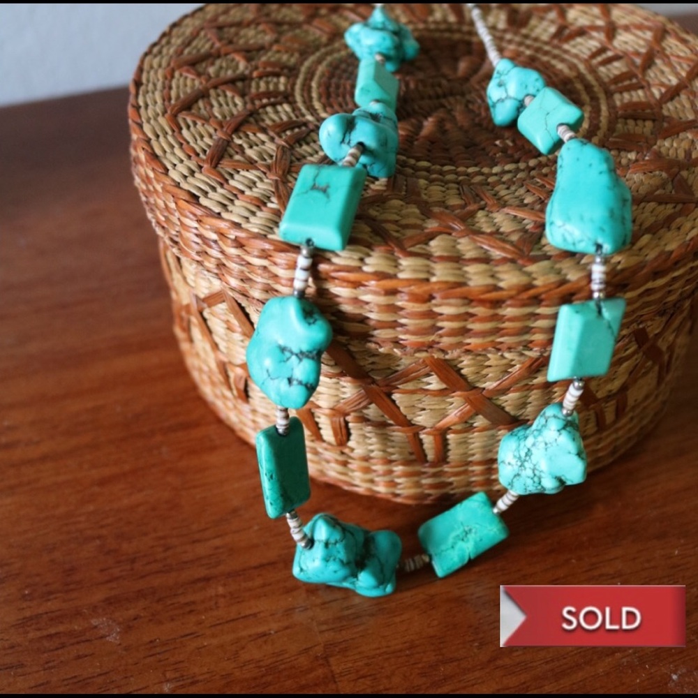 SOLD! Chunky turquoise long necklace